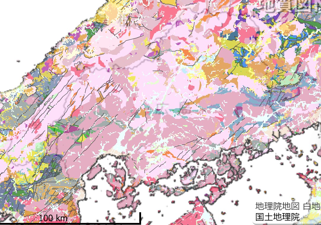 広島県の地盤の種類を示した地図の例